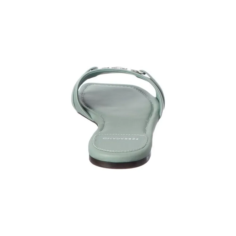 Ferragamo Gancini Leather Sandal, Green